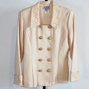 Vintage Cream Lace Detail Blazer by La Belle Fashions Inc Size 12